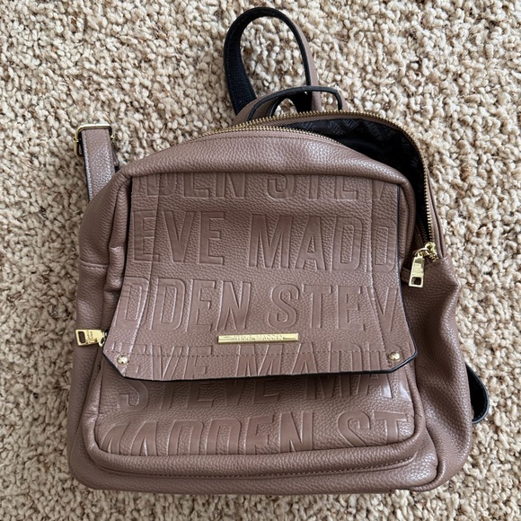 Steve Madden Handbags - Steve Madden Tan Embossed Backpack